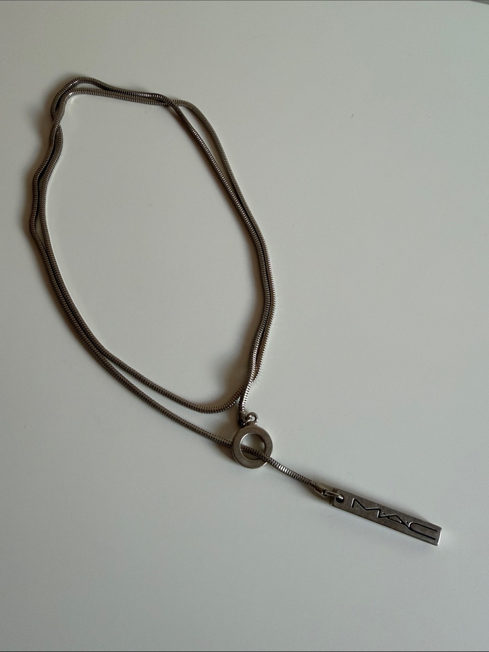 RARE Vintage Y2K MAC Cosmetics Employee Exclusive Lariat Logo Necklace